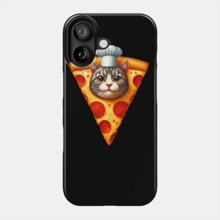 Cat Face inside Pizza Slice, Funny Pizza Lover Phone Case