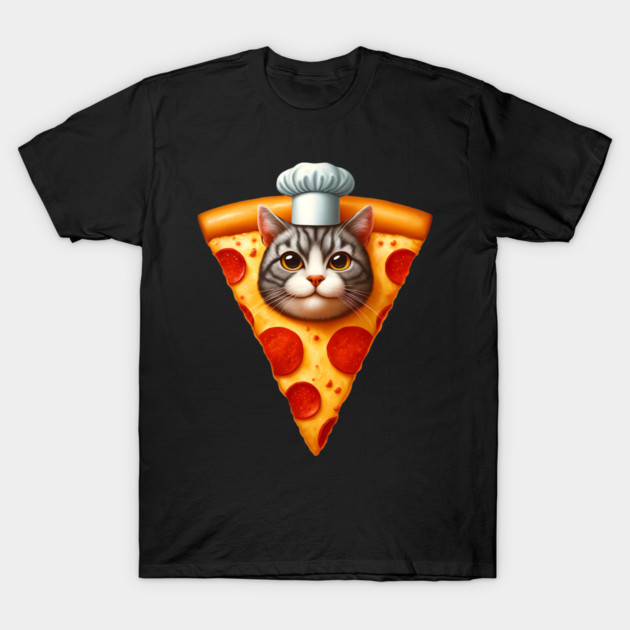 Cat Face inside Pizza Slice, Funny Pizza Lover T-Shirt by logiamerch