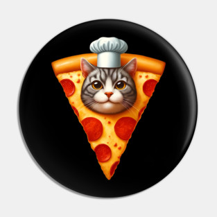 Cat Face inside Pizza Slice, Funny Pizza Lover Pin