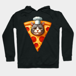 Cat Face inside Pizza Slice, Funny Pizza Lover Hoodie
