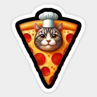 Cat Face inside Pizza Slice, Funny Pizza Lover Sticker