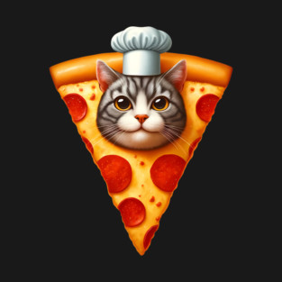 Cat Face inside Pizza Slice, Funny Pizza Lover T-Shirt
