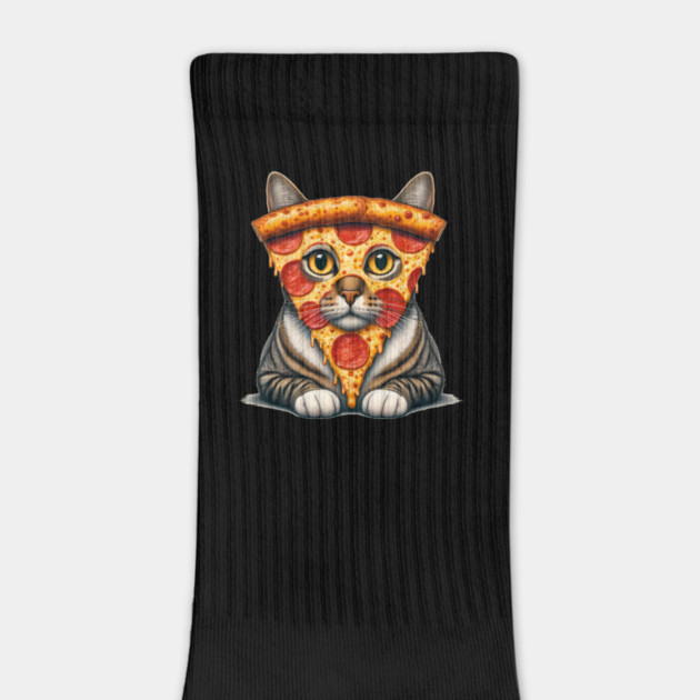 Pizza Slice on Cat Face, Funny Pizza Lover by logiamerch