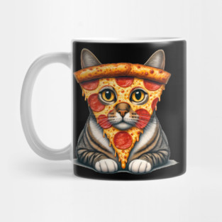 Pizza Slice on Cat Face, Funny Pizza Lover Mug
