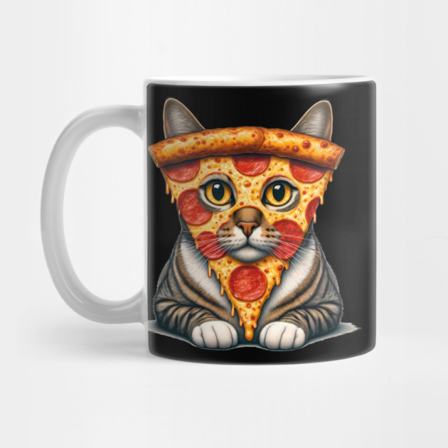 Pizza Slice on Cat Face, Funny Pizza Lover by logiamerch