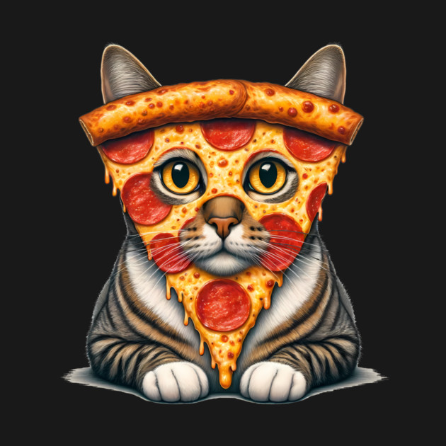 Pizza Slice on Cat Face, Funny Pizza Lover by logiamerch
