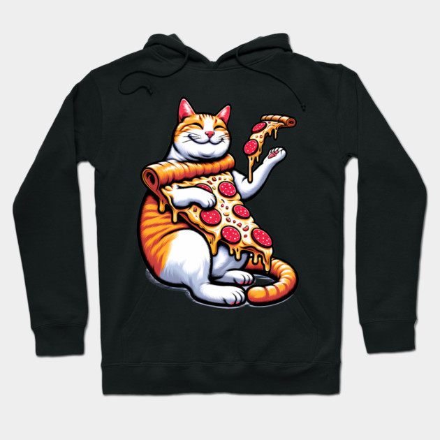 Funny Orange Cat with Pizza, Funny Pizza Lover Hoodie by logiamerch