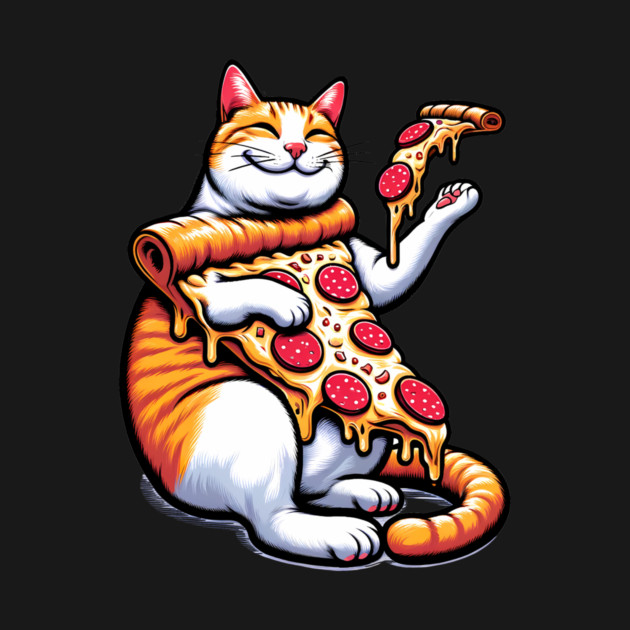 Funny Orange Cat with Pizza, Funny Pizza Lover by logiamerch