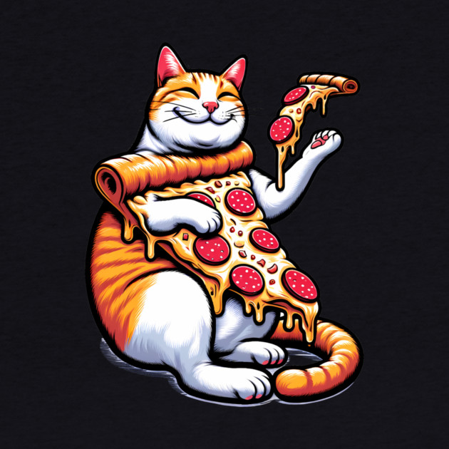 Funny Orange Cat with Pizza, Funny Pizza Lover by logiamerch