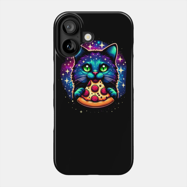 Cat in Space Eating Pizza, Funny Pizza Lover Phone Case by logiamerch