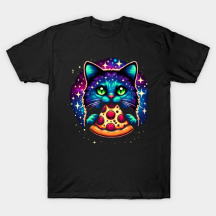 Cat in Space Eating Pizza, Funny Pizza Lover T-Shirt
