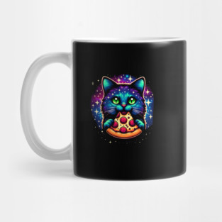 Cat in Space Eating Pizza, Funny Pizza Lover Mug