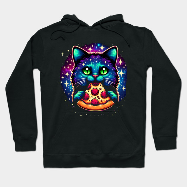 Cat in Space Eating Pizza, Funny Pizza Lover Hoodie by logiamerch