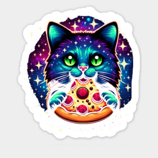 Cat in Space Eating Pizza, Funny Pizza Lover Sticker