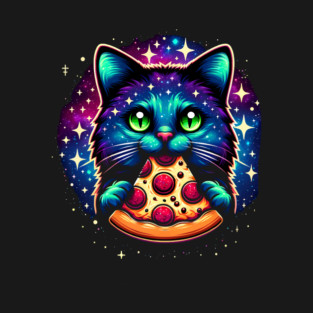 Cat in Space Eating Pizza, Funny Pizza Lover T-Shirt