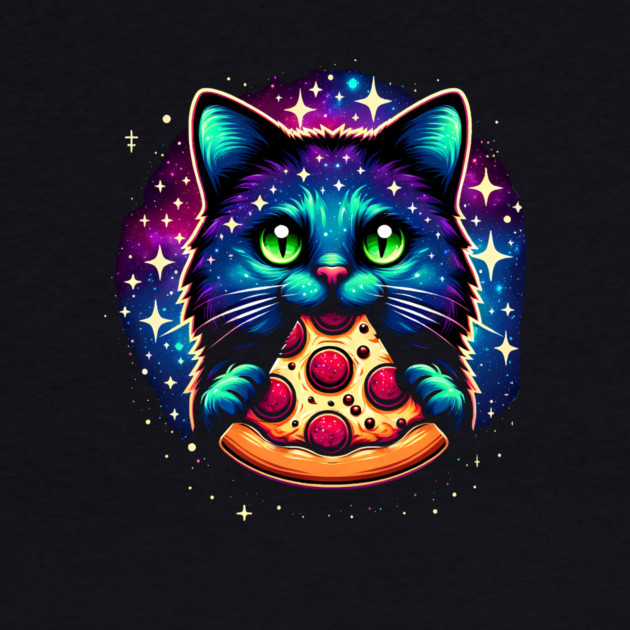Cat in Space Eating Pizza, Funny Pizza Lover by logiamerch