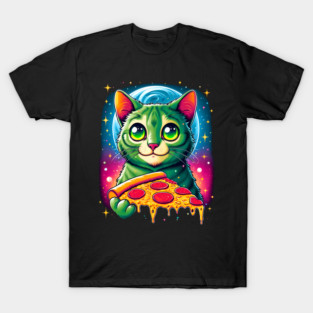 Cat in Space Eating Pizza, Funny Pizza Lover T-Shirt