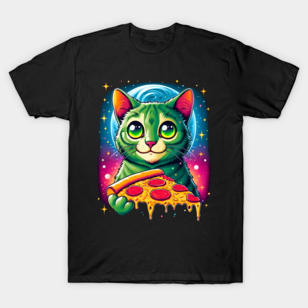 Cat in Space Eating Pizza, Funny Pizza Lover T-Shirt by logiamerch