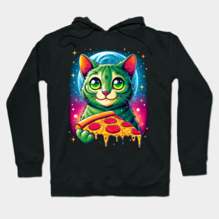 Cat in Space Eating Pizza, Funny Pizza Lover Hoodie