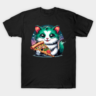 Cat in Space Eating Pizza, Funny Pizza Lover T-Shirt