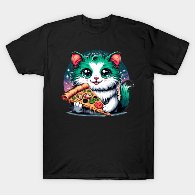 Cat in Space Eating Pizza, Funny Pizza Lover T-Shirt by logiamerch