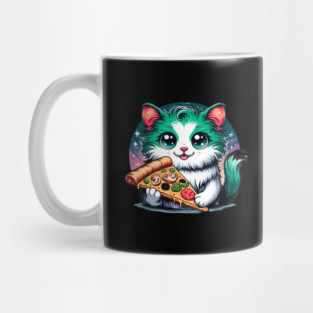 Cat in Space Eating Pizza, Funny Pizza Lover Mug