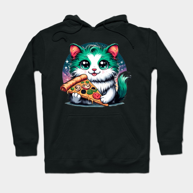Cat in Space Eating Pizza, Funny Pizza Lover Hoodie by logiamerch