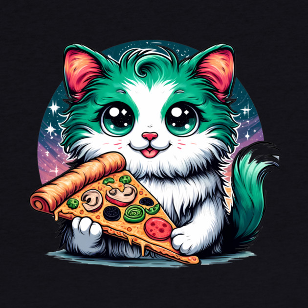 Cat in Space Eating Pizza, Funny Pizza Lover by logiamerch