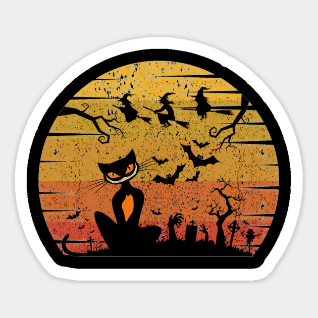 Vintage Scary Halloween Black Cat Magnet by JessArty