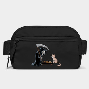Grim Reaper vs Cat Chess Match - Dark Humor Design Bag