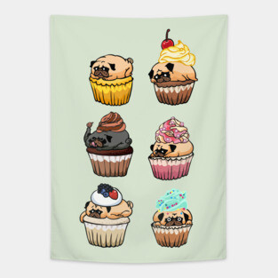 Cupcake Pugs Tapestry