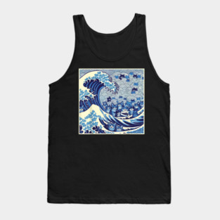 Blue Cats Wave For Kamala Funny Cat Lady Tank Top
