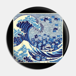 Blue Cats Wave For Kamala Funny Cat Lady Pin