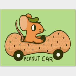 Mouse in a Peanut Car Posters and Art