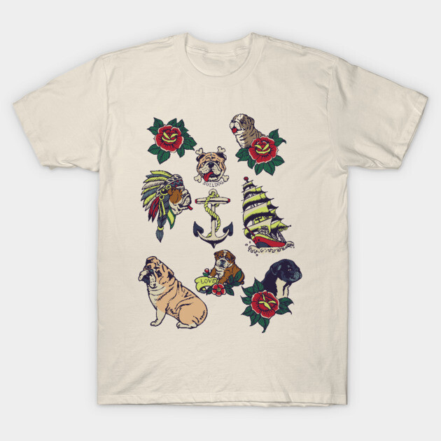 English Bulldog Tattoo English Bulldog T-Shirt TeePublic - Main Image