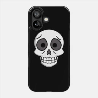 💀 Worried Little Skull – Cute Cartoon Skeleton Face Design Phone Case