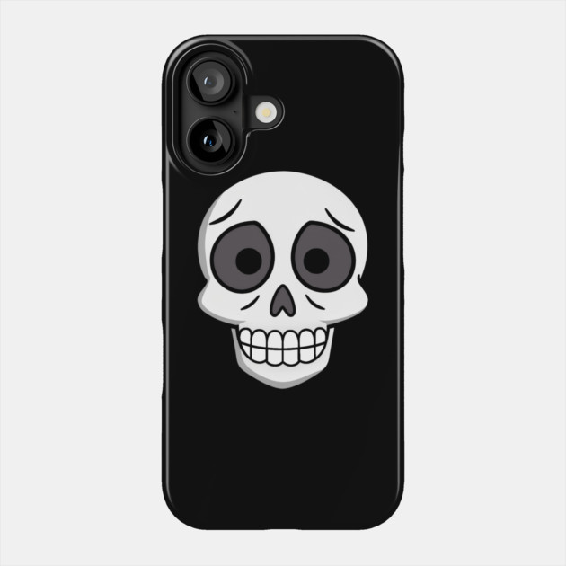 💀 Worried Little Skull – Cute Cartoon Skeleton Face Design Phone Case by DonWillisJrArt