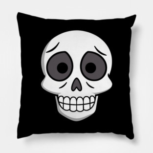 💀 Worried Little Skull – Cute Cartoon Skeleton Face Design Pillow