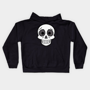 💀 Worried Little Skull – Cute Cartoon Skeleton Face Design Kids Hoodie