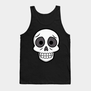 💀 Worried Little Skull – Cute Cartoon Skeleton Face Design Tank Top