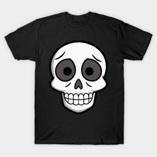 💀 Worried Little Skull – Cute Cartoon Skeleton Face Design T-Shirt