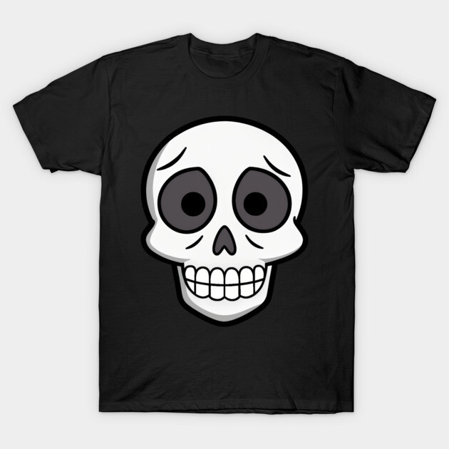 💀 Worried Little Skull – Cute Cartoon Skeleton Face Design T-Shirt by DonWillisJrArt
