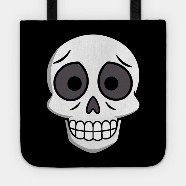 💀 Worried Little Skull – Cute Cartoon Skeleton Face Design Tote by DonWillisJrArt
