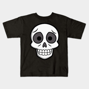 💀 Worried Little Skull – Cute Cartoon Skeleton Face Design Kids T-Shirt