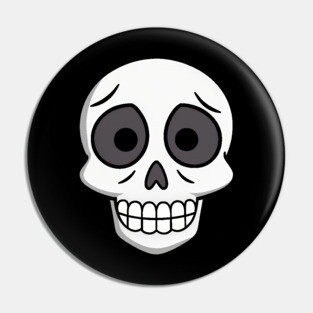 💀 Worried Little Skull – Cute Cartoon Skeleton Face Design Pin