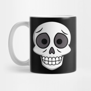 💀 Worried Little Skull – Cute Cartoon Skeleton Face Design Mug