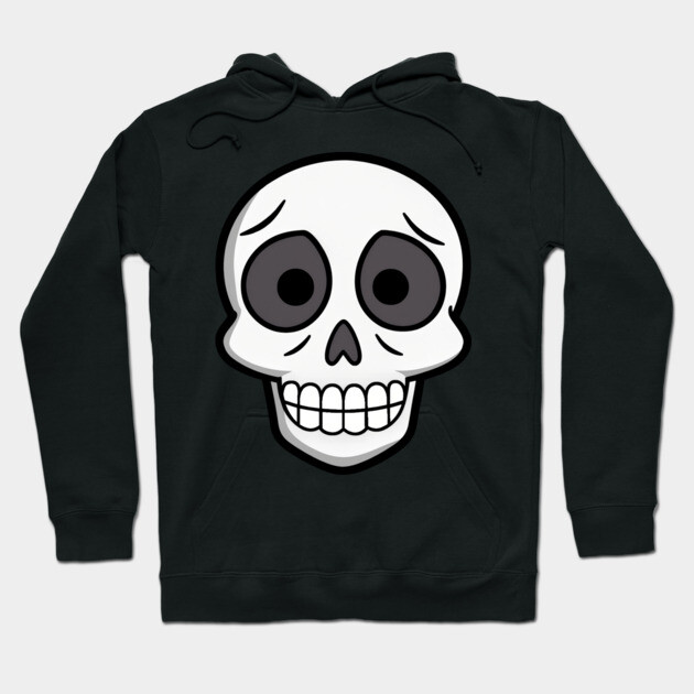 💀 Worried Little Skull – Cute Cartoon Skeleton Face Design Hoodie by DonWillisJrArt