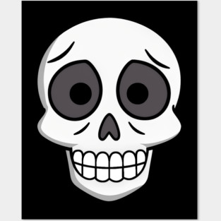 💀 Worried Little Skull – Cute Cartoon Skeleton Face Design Posters and Art
