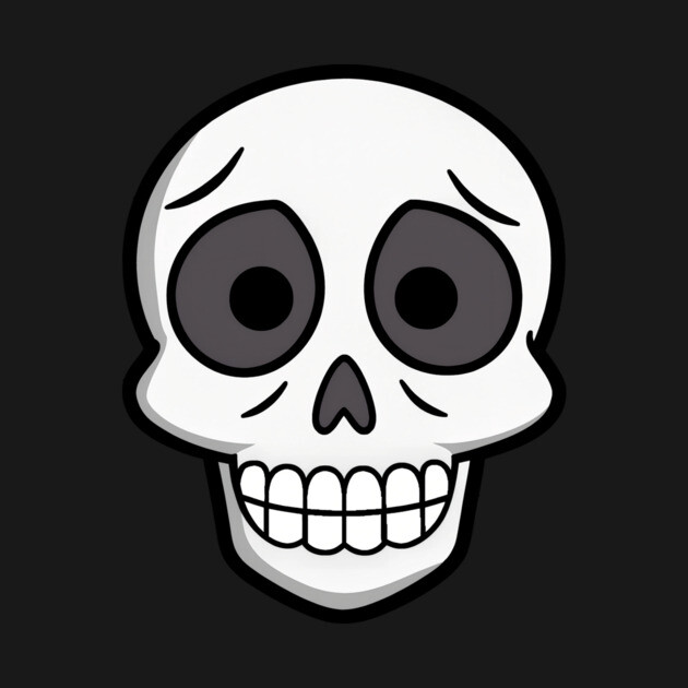 💀 Worried Little Skull – Cute Cartoon Skeleton Face Design by DonWillisJrArt
