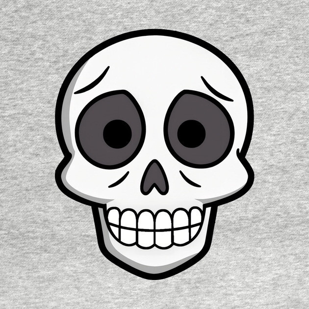 💀 Worried Little Skull – Cute Cartoon Skeleton Face Design by DonWillisJrArt